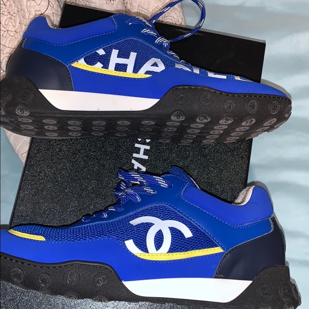 Chanel royal blue sneakers